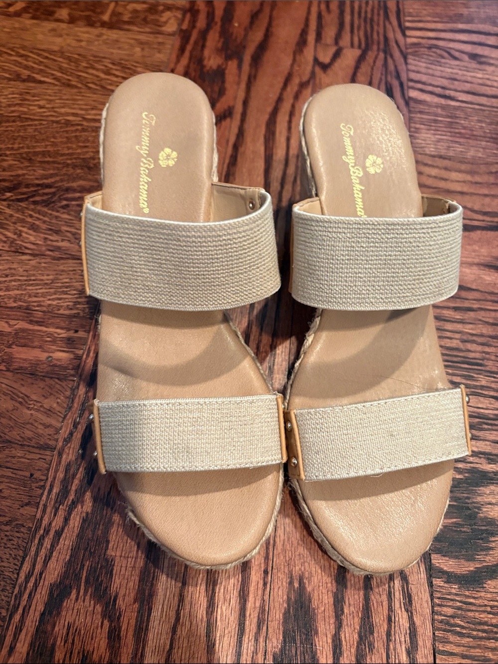 Tommy Bahama Natural Beige Double-Strap Slide Sandals